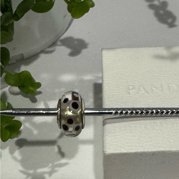 Authentic Retired Pandora White Bubbles Murano Glass Charm - Picture 4 of 12